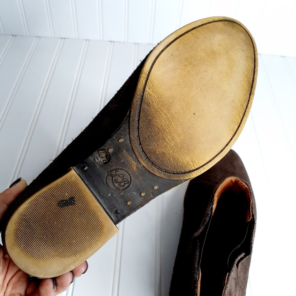 Lucky Brand Benissa Brown Suede Leather Pull On Ankle Booties C305 - Picture 12 of 15